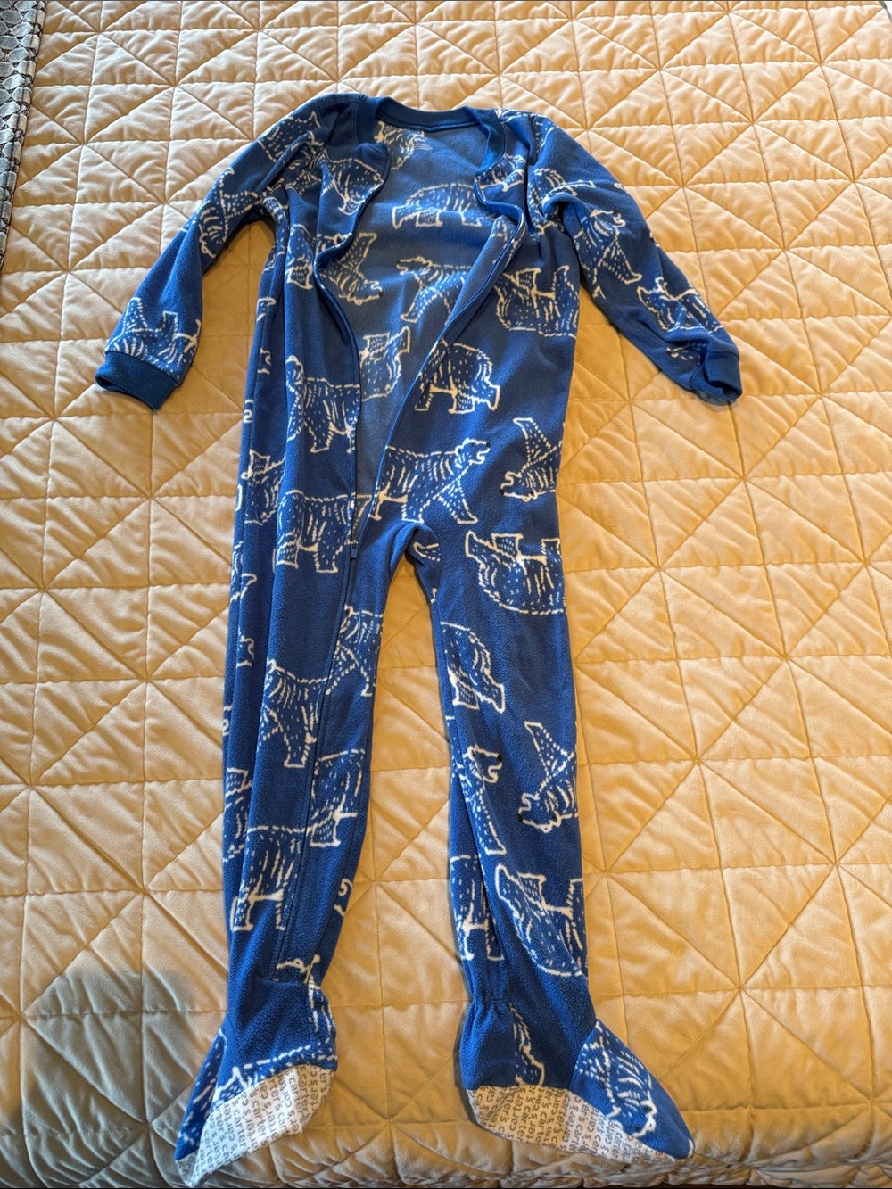 Carter's Blue Footed One-Piece Pajamas with White Animal Print